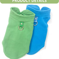 HKM-334099 Warm Fleece Dog Sweater Vest Set with Leash Ring for Small Dogs, Turtleneck Pullover for Fall/Winter