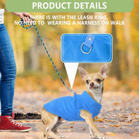 HKM-334099 Warm Fleece Dog Sweater Vest Set with Leash Ring for Small Dogs, Turtleneck Pullover for Fall/Winter