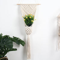HKM-334163 Hand-Woven Cotton Woven Net Bag for Flower Basket Wall Decoration