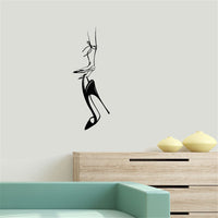 HKM-334227 Modern PVC Mural - Black High Heels Design for Living Room or Bedroom, 42x112cm