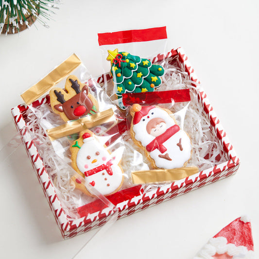 HKM-334355 Handmade Red Packing Bags for Christmas Biscuit Cookies - Set of 100