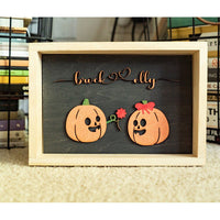 HKM-334675 Halloween and Christmas Decorative Photo Frame - 10x6 Inch Log Material - Style 1 & Style 2