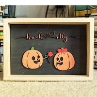 HKM-334675 Halloween and Christmas Decorative Photo Frame - 10x6 Inch Log Material - Style 1 & Style 2