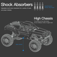 HKM-334803 1/10 Scale Electric Off-Road Remote Control Climbing Car - 4WD for Indoor and Outdoor Use