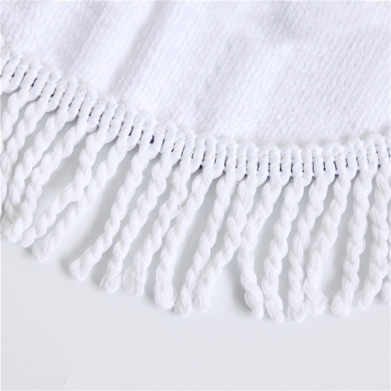 HKM-334803 Microfiber Round Beach Towel with Tassels - Soft and Absorbent Design