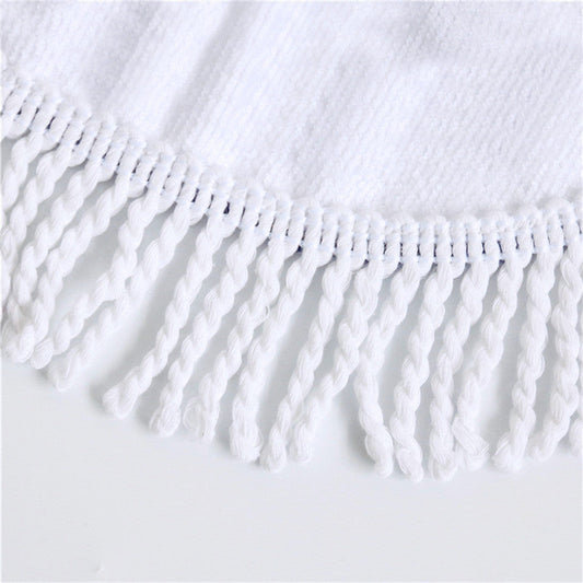 HKM-334803 Microfiber Round Beach Towel with Tassels - Soft and Absorbent Design