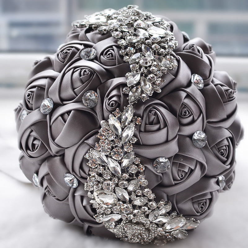 HKM-334995 Elegant Bride's Bouquet - 18cm Diameter, 25cm Height