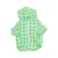 HKM-334995 Plaid Teddy Dog Jacket for Schnauzers in Green and Pink, Cotton Material