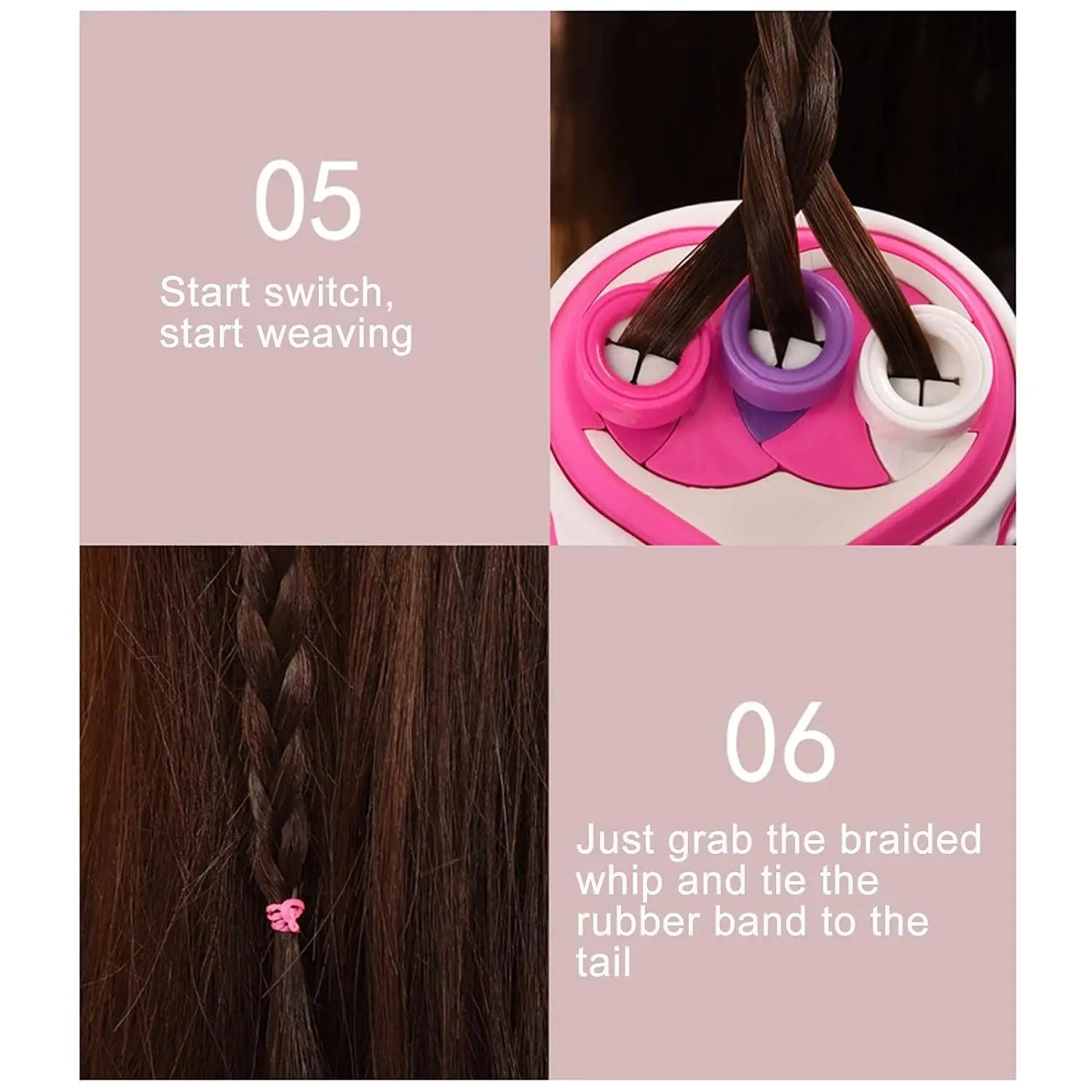 HKM-335059 Automatic Hair Braider Machine for Kids - DIY Hair Styling Salon Toy for Ages 4-14
