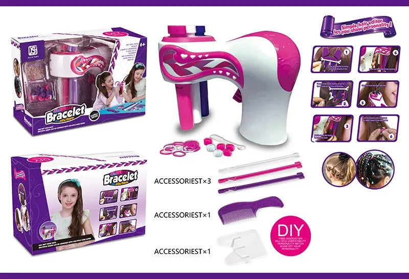 HKM-335059 Automatic Hair Braider Machine for Kids - DIY Hair Styling Salon Toy for Ages 4-14