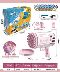 HKM-335187 Electric 69 Holes Bubble Launcher Toy for Kids with Lights, Plastic Bubble Machine