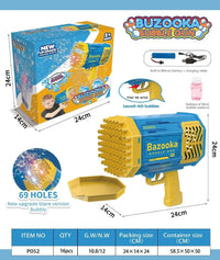 HKM-335187 Electric 69 Holes Bubble Launcher Toy for Kids with Lights, Plastic Bubble Machine