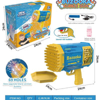 HKM-335187 Electric 69 Holes Bubble Launcher Toy for Kids with Lights, Plastic Bubble Machine