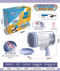 HKM-335187 Electric 69 Holes Bubble Launcher Toy for Kids with Lights, Plastic Bubble Machine