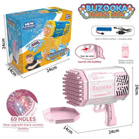 HKM-335187 Electric 69 Holes Bubble Launcher Toy for Kids with Lights, Plastic Bubble Machine
