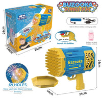 HKM-335187 Electric 69 Holes Bubble Launcher Toy for Kids with Lights, Plastic Bubble Machine