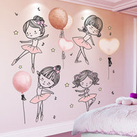HKM-335315 Lovely Dancer 3D Stereo Wall Sticker for Bedroom - Waterproof PVC, Extra Large 104x52cm
