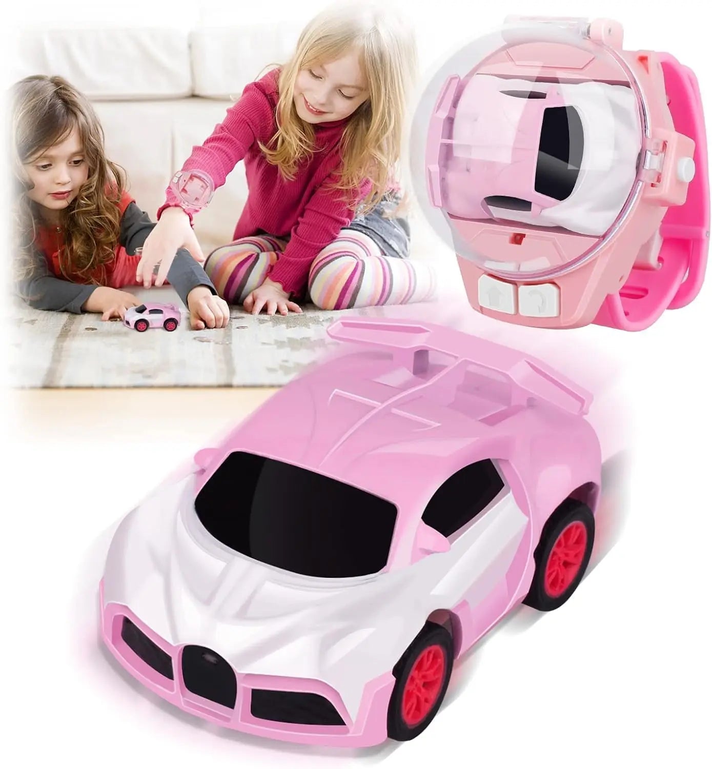 HKM-335379 Children's Mini Handheld Alloy Cartoon Watch Remote Control Car with Lights, USB Rechargeable, Multi-Function Fun
