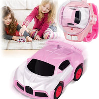 HKM-335379 Children's Mini Handheld Alloy Cartoon Watch Remote Control Car with Lights, USB Rechargeable, Multi-Function Fun