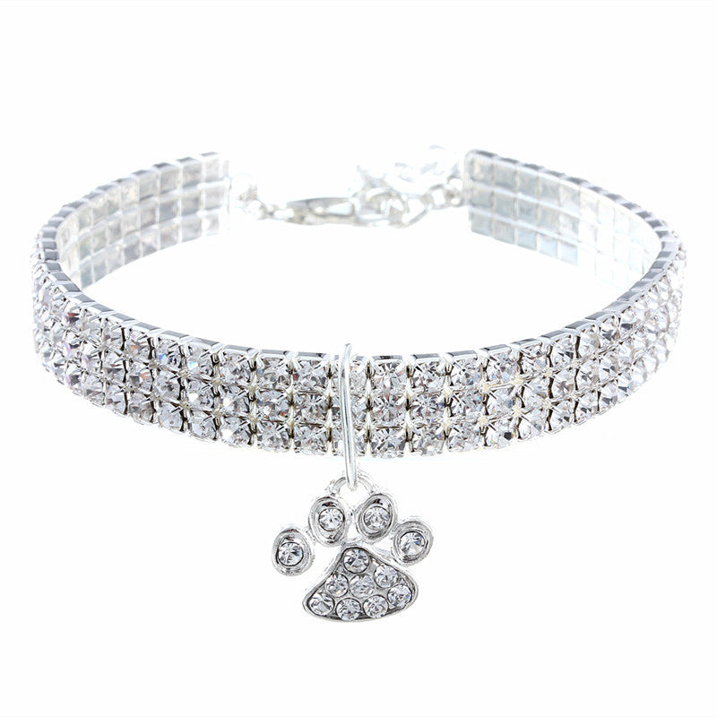HKM-335379 Diamond-Studded Elastic Pet Collar for Cats and Dogs - Mixed Color Options Available