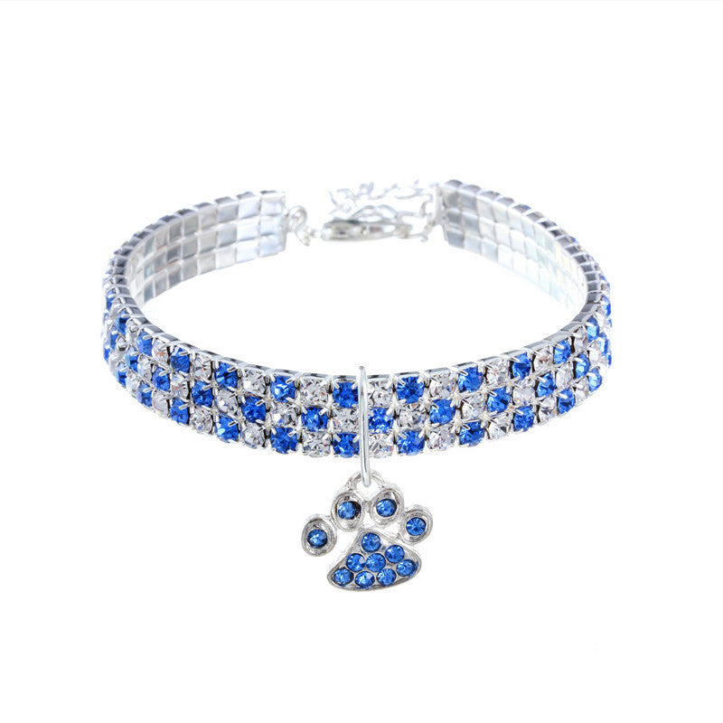 HKM-335379 Diamond-Studded Elastic Pet Collar for Cats and Dogs - Mixed Color Options Available