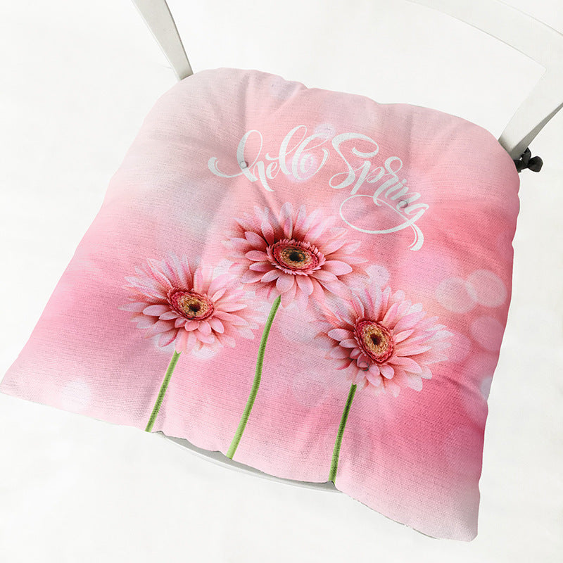HKM-335443 Daisy Floral Cotton Linen Chair Cushions in Various Styles and Colors