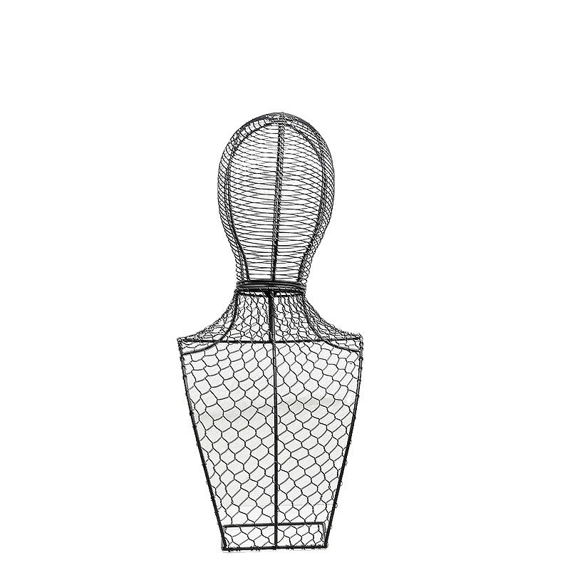 HKM-335443 Elegant Wrought Iron Half-Length Portrait Jewelry & Hat Rack in Black and Gold