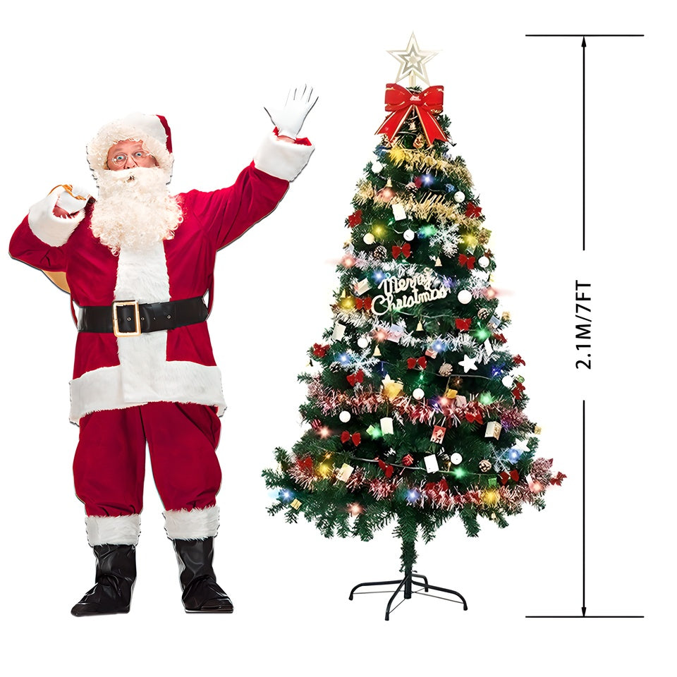 HKM-335507 83-Inch Christmas Tree Set with Accessory Pack - Includes LED Lights, Ornaments, and Star Topper