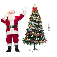 HKM-335507 83-Inch Christmas Tree Set with Accessory Pack - Includes LED Lights, Ornaments, and Star Topper
