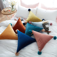 HKM-335507 Solid Color Triangle Ball Cushion for Living Room - 50x50cm