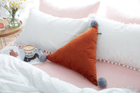 HKM-335507 Solid Color Triangle Ball Cushion for Living Room - 50x50cm