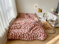 HKM-335699 Cotton 4-Piece Bed Sheet Set with Quilt and Pillow Covers for Comfortable Sleeping