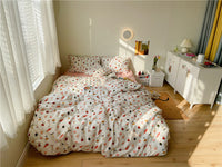 HKM-335699 Cotton 4-Piece Bed Sheet Set with Quilt and Pillow Covers for Comfortable Sleeping