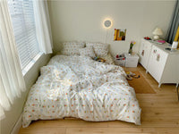 HKM-335699 Cotton 4-Piece Bed Sheet Set with Quilt and Pillow Covers for Comfortable Sleeping