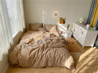 HKM-335699 Cotton 4-Piece Bed Sheet Set with Quilt and Pillow Covers for Comfortable Sleeping