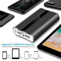 HKM-335763 12000mAh Portable Power Bank with Dual USB 3.1A Output, Ultra-Compact Fast Charging External Battery Pack
