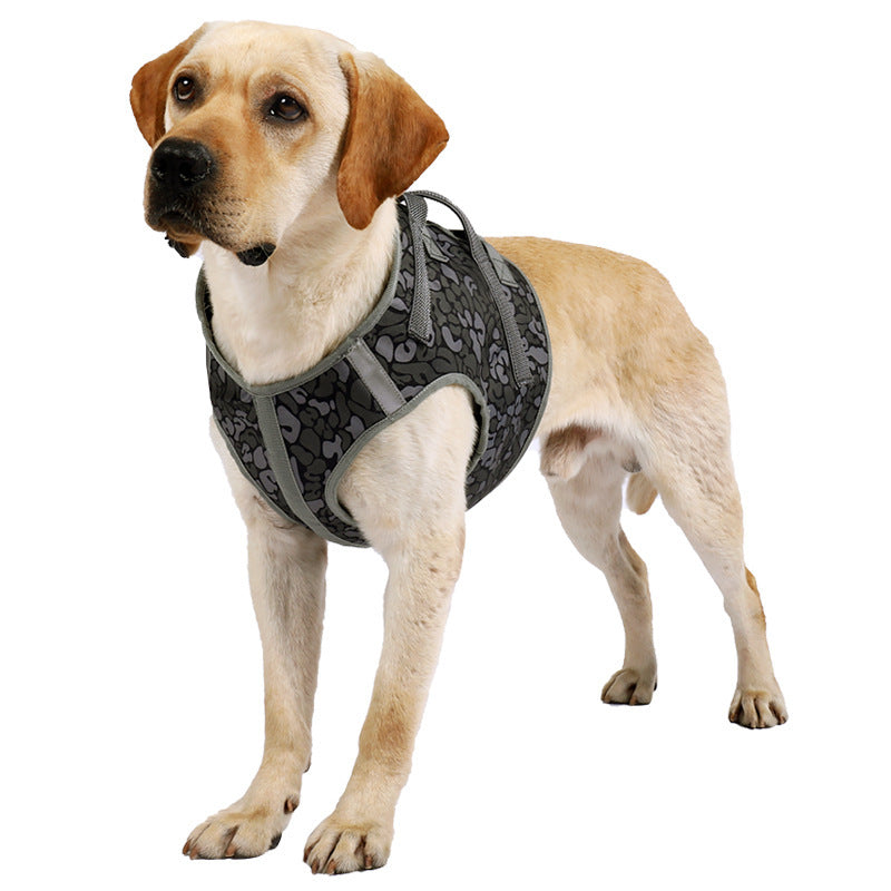 HKM-335891 Camouflage Dog Chest Strap with Hand Holding Rope for Medium Dogs