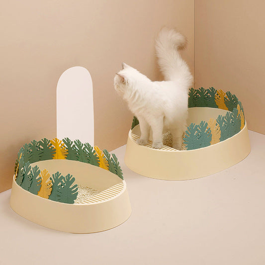 HKM-336211 Jungle Cat Semi-Closed Litter Box with Removable Tray - Small, Green Forest Color