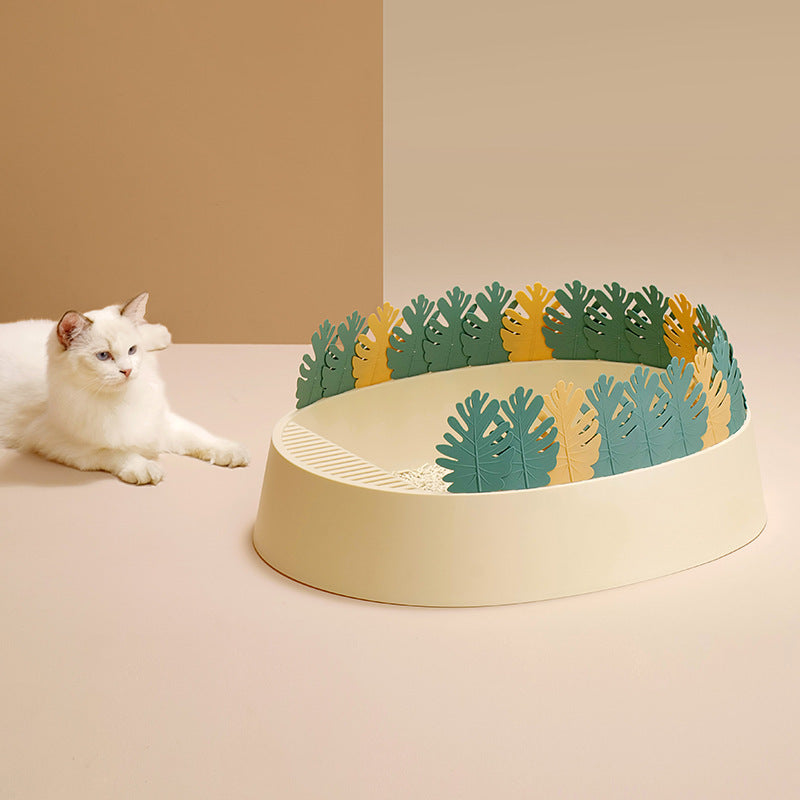 HKM-336211 Jungle Cat Semi-Closed Litter Box with Removable Tray - Small, Green Forest Color