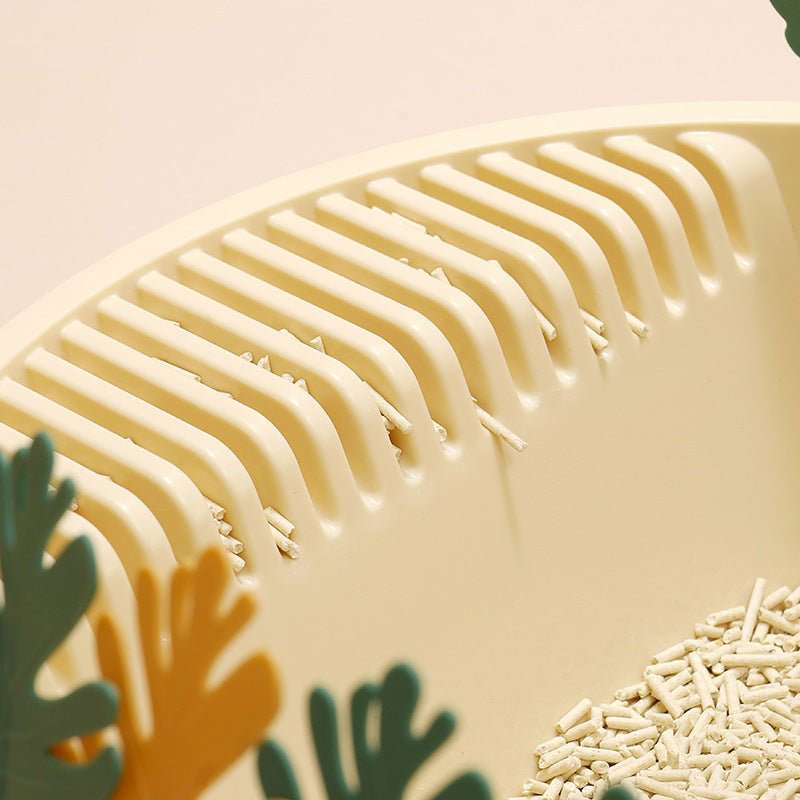 HKM-336211 Jungle Cat Semi-Closed Litter Box with Removable Tray - Small, Green Forest Color