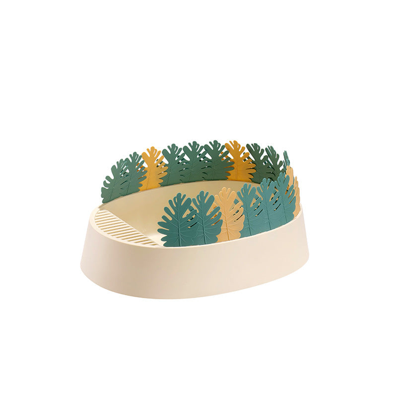 HKM-336211 Jungle Cat Semi-Closed Litter Box with Removable Tray - Small, Green Forest Color