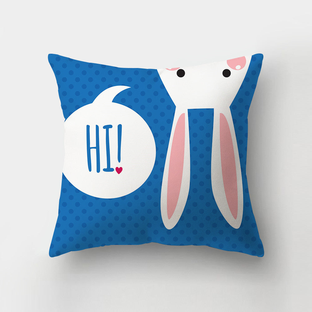 KTX-336211 Nordic Minimalist Cute Rabbit Peach Skin Fabric Cushion Cover - 45x45cm