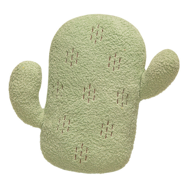 HKM-336339 Cartoon Solid Color Cactus Cushion for Bedside and Sofa - Yellow, Brick Red, Green Options