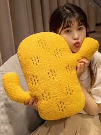 HKM-336339 Cartoon Solid Color Cactus Cushion for Bedside and Sofa - Yellow, Brick Red, Green Options