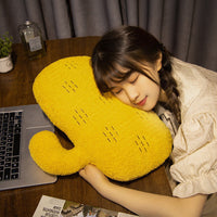 HKM-336339 Cartoon Solid Color Cactus Cushion for Bedside and Sofa - Yellow, Brick Red, Green Options