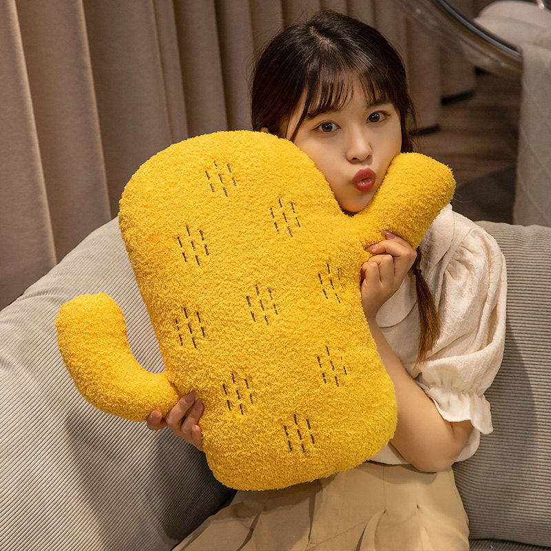 HKM-336339 Cartoon Solid Color Cactus Cushion for Bedside and Sofa - Yellow, Brick Red, Green Options