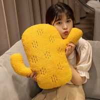HKM-336339 Cartoon Solid Color Cactus Cushion for Bedside and Sofa - Yellow, Brick Red, Green Options