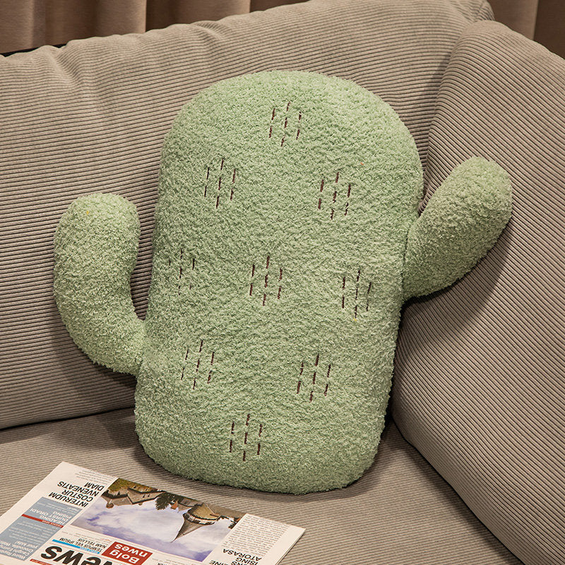 HKM-336339 Cartoon Solid Color Cactus Cushion for Bedside and Sofa - Yellow, Brick Red, Green Options