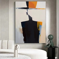 HKM-336467 Hand-Painted Abstract Canvas Art of a Man in Hat - Unique Wall Décor for Living Room and Bedroom
