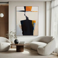 HKM-336467 Hand-Painted Abstract Canvas Art of a Man in Hat - Unique Wall Décor for Living Room and Bedroom